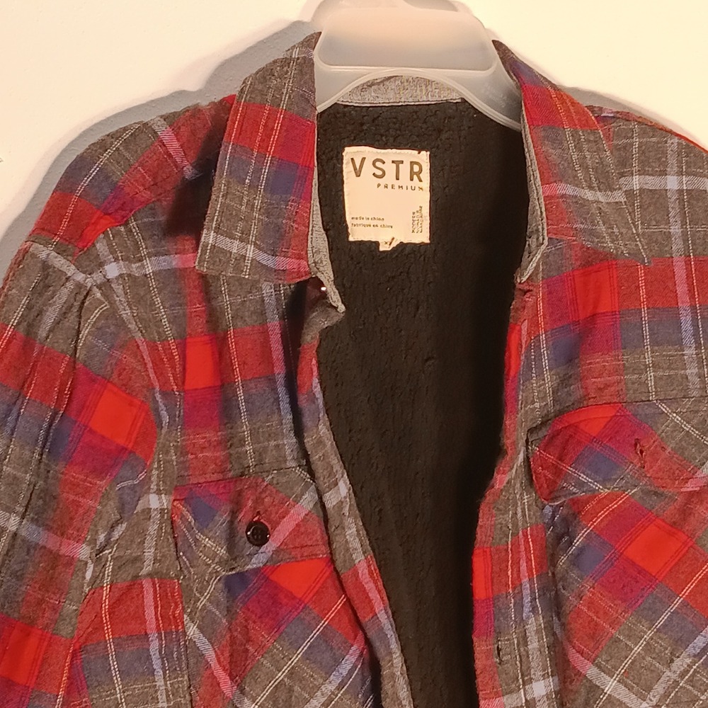 Men's XXL VSTR Premium Plaid Flannel Shirt Jacket Sherpa Lined Comfort